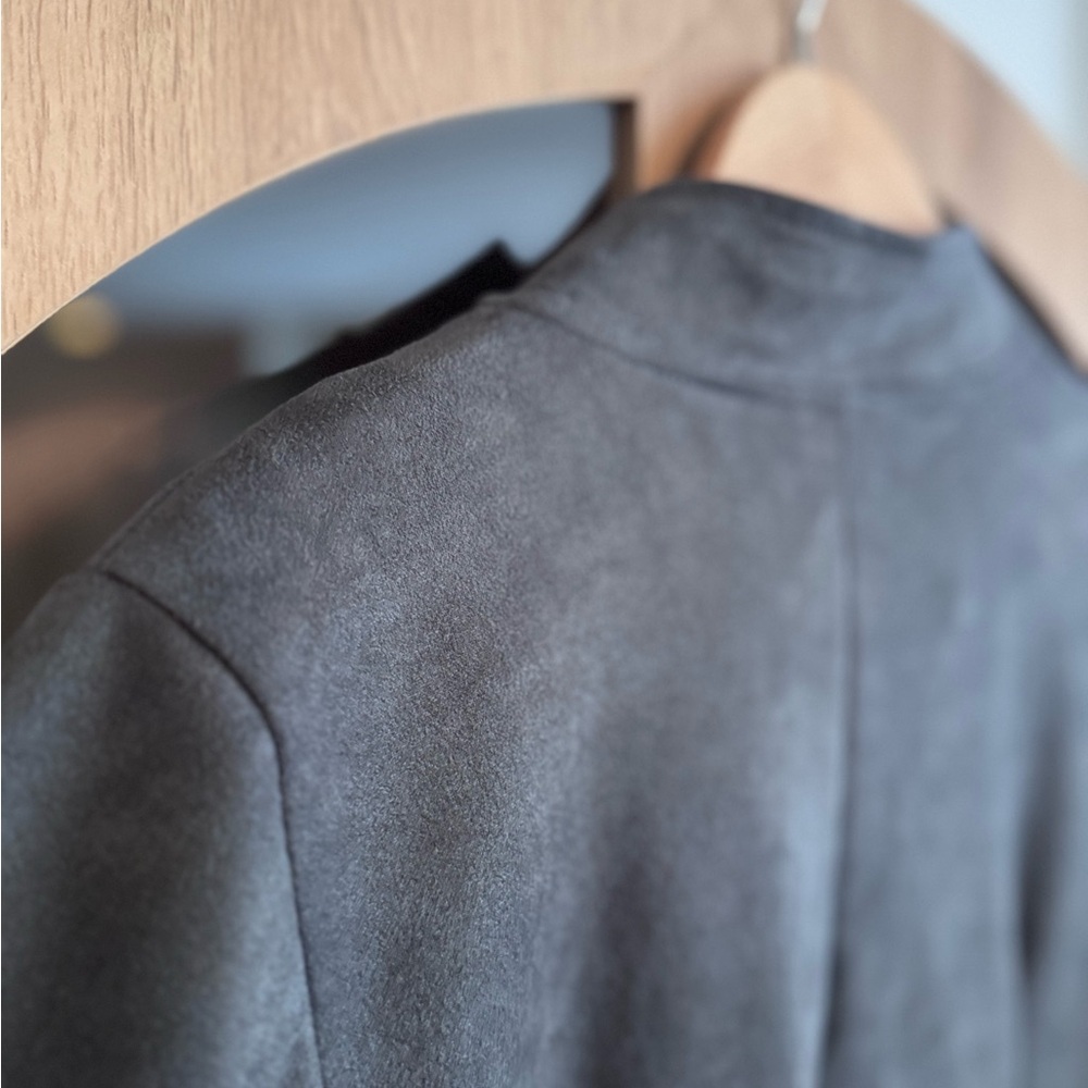 Gray Faux Suede Military Button Jacket Women’s Medium Academia Blazer - Picture 7 of 10